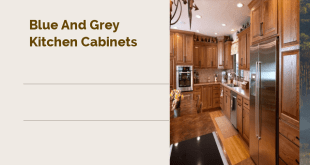 blue and grey kitchen cabinets