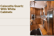 calacatta quartz with white cabinets