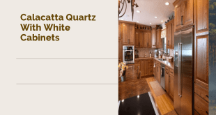 calacatta quartz with white cabinets
