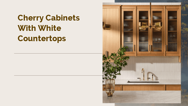 cherry cabinets with white countertops
