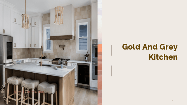 gold and grey kitchen