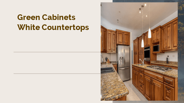 green cabinets white countertops