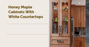 Honey Maple Cabinets with White Countertops
