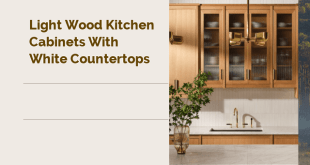 light wood kitchen cabinets with white countertops