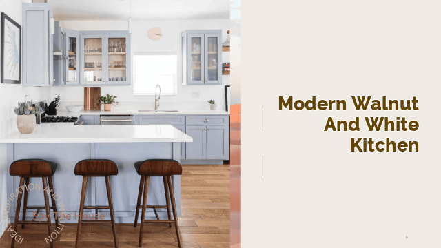 modern walnut and white kitchen