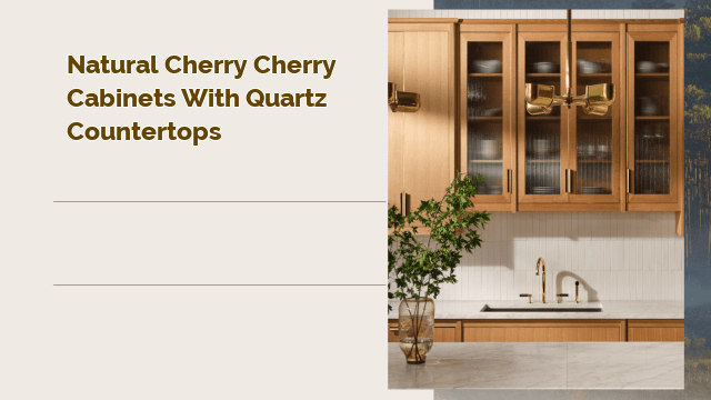 natural cherry cherry cabinets with quartz countertops
