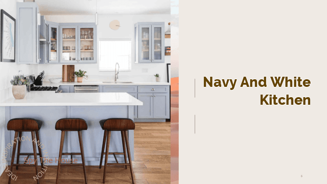 navy and white kitchen
