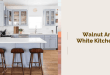 walnut and white kitchen