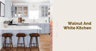 walnut and white kitchen