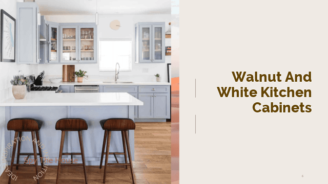 walnut and white kitchen cabinets