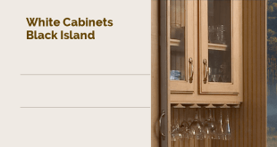 white cabinets black island