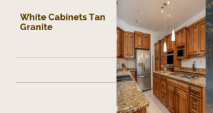white cabinets tan granite