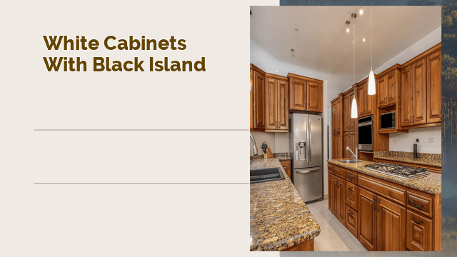 white cabinets with black island