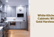 white kitchen cabinets with gold hardware