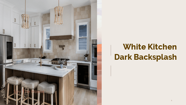 white kitchen dark backsplash