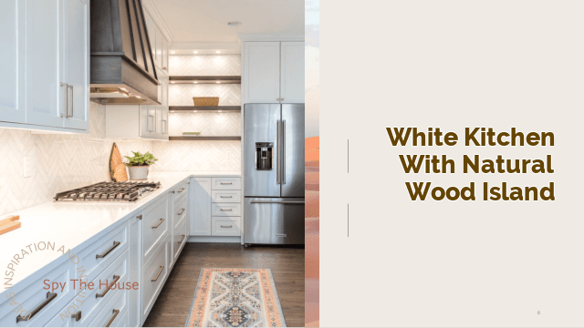White Kitchen with Natural Wood Island