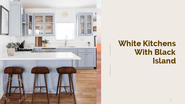white kitchens with black island